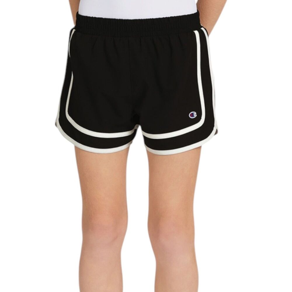 Champion Varsity Shorts Running Active Sport Stripe Girl Black White XL 14 16